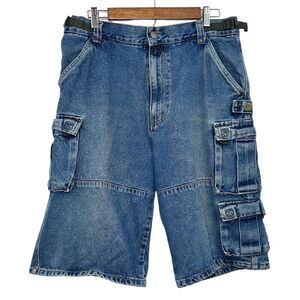 First Down Jeans Denim Cargo Shorts Men's‎ Size 34 Blue 90's Jorts Vintage